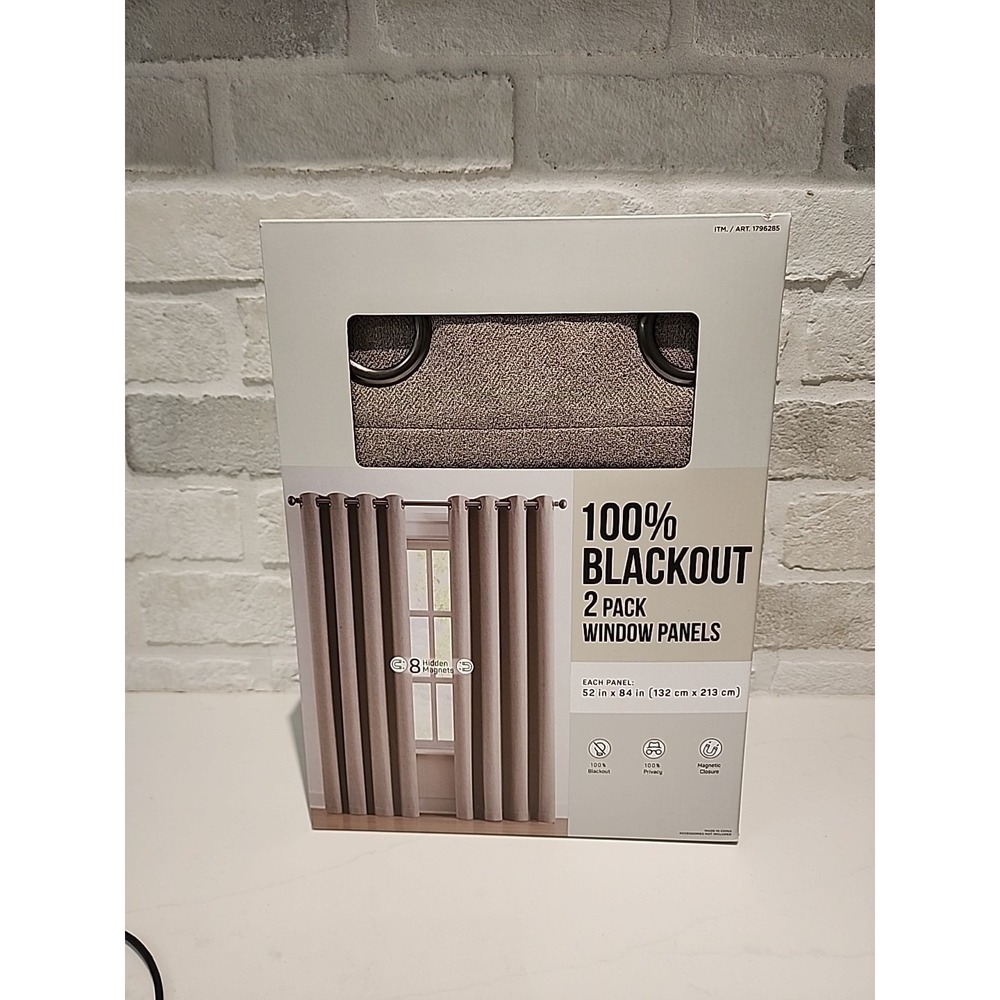 100% Blackout Panel Pair by Piper 52"x84" Magnetic Closure| 2 Pack Brown OB